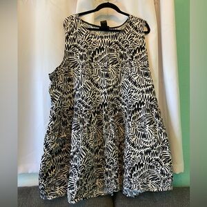 Nooworks Black and White Sleeveless big pocket zigzag dress